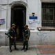 Agents of the Bolivarian National Guard guarded the access to a polling place